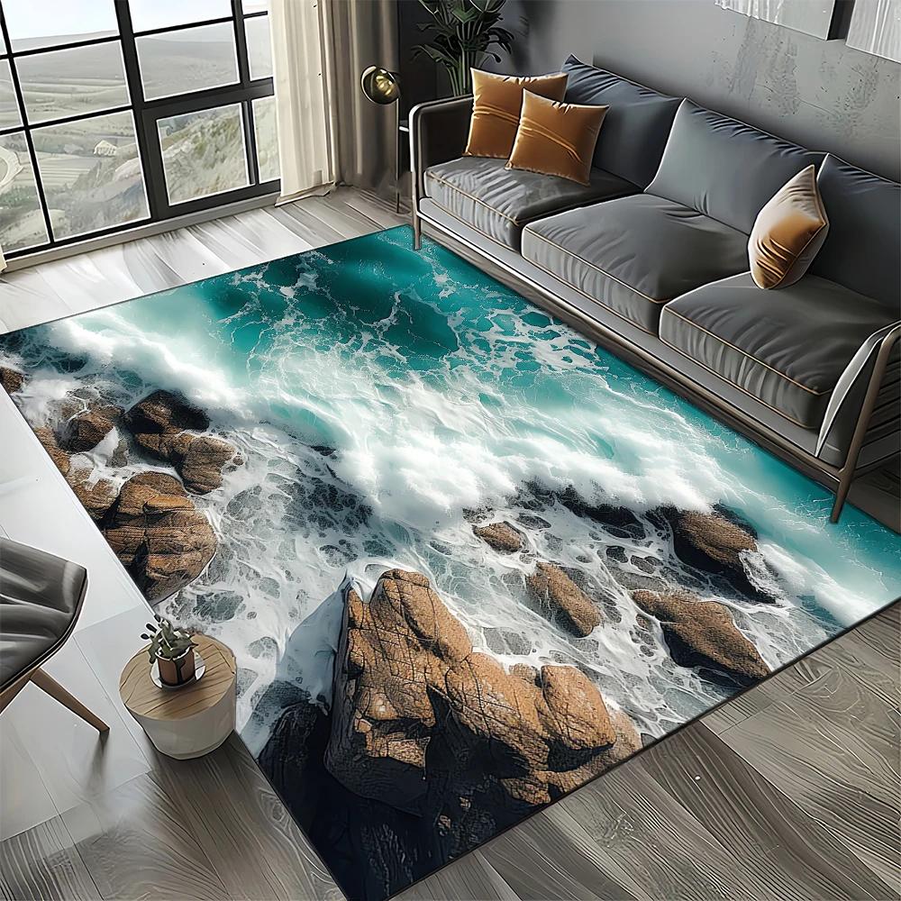 27 Style New Sea Water Beach Reef Nature Scenery Carpet Rug for Living Room Bedroom Home Sofa Decoration,Kids Non-slip Floor Mat