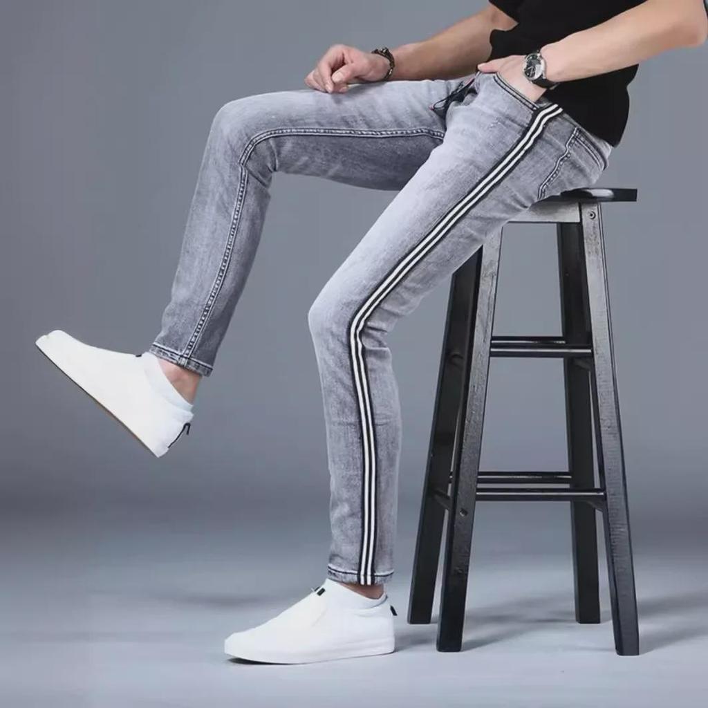 2024 Men's Slim Fit Elastic Jeans - Trendy Spring & Autumn Casual Pants