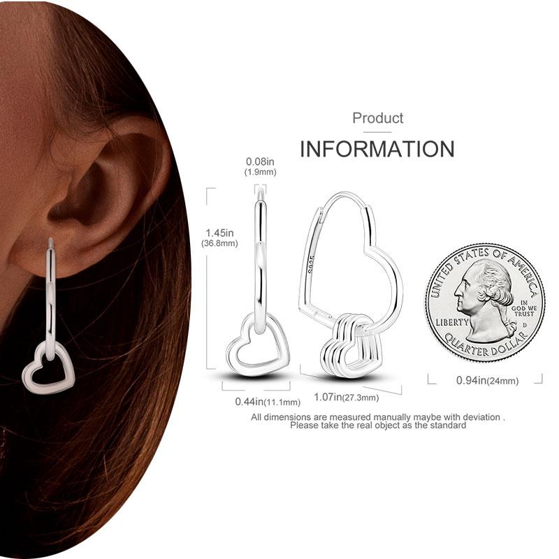 925 Silver Hoop Earrings  For Woman Pendientes Zircon Heart Shape Star Eardrop Original Earring Fashion Jewelry