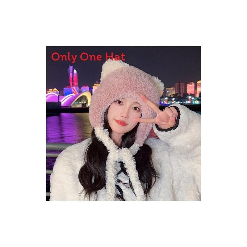 Winter Plush Cat Ear Hat With Warmth For Girls And Teens розовый