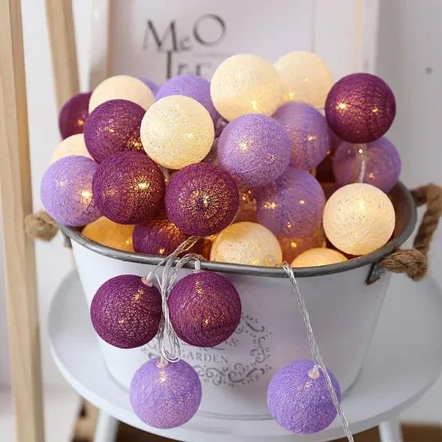 Xiaomi 10/20 LEDS Cotton Ball Garlands Fairy Lights String Battery Power Christmas Outdoor Navidad Garden Bedroom Wedding Decoration