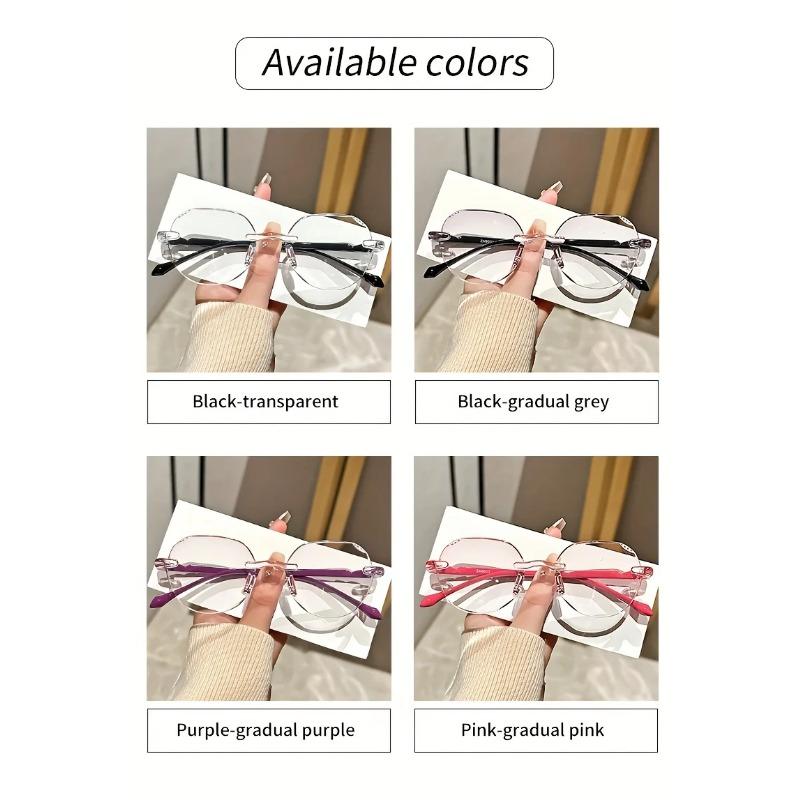 Luxury Rimless Reading Glasses for Women - Diamond Cutting Style Presbyopic Lens Square Frame Lightweight & Stylish Design