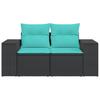 Garden Sofa with Cushions 2 Seater Black Poly Rattan