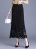 Black Lace Floral Mermaid Midi Skirt - 2026 Spring High-Waist, Slimming, Hip-Hugging Design