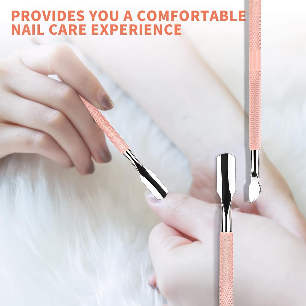 Stainless Steel Cuticle Pusher Double-ended Horseshoe-shaped Steel Pusher Removes Dead Skin and Cleans Dirt