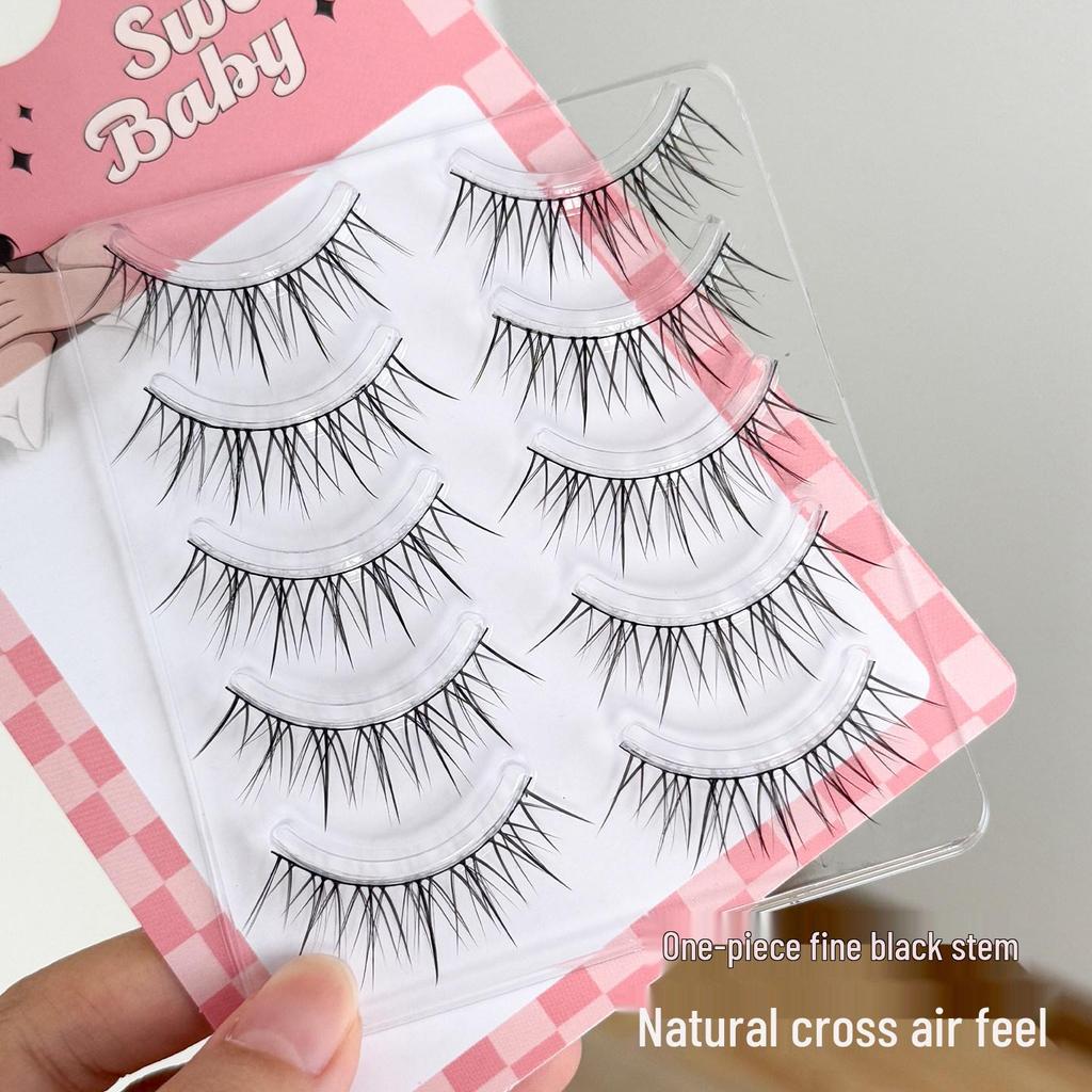 Dream Deer Fairy Manga Long Thin False Eyelashes - Cross-Section Mesh for Sweet, Enlarged Eyes