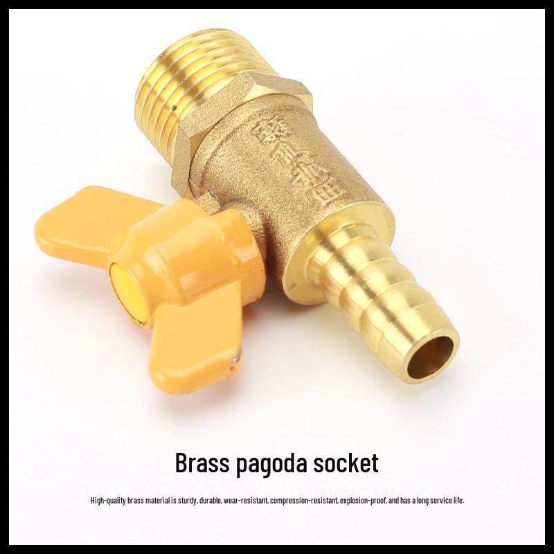 Brass Pagoda Nozzle Ball Valve with Internal/External Thread and Long/Butterfly Handle for Water Pipe Connection.