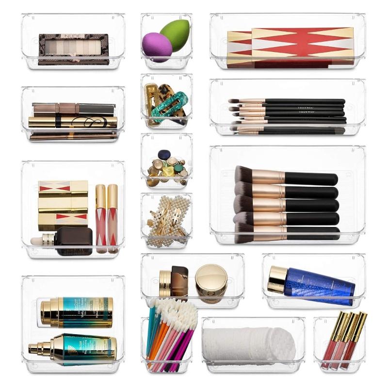 Delicate Bathroom Vanities Tray Organizers Functional Clear Organization Drawers Versatile Storage Solution for Home Use