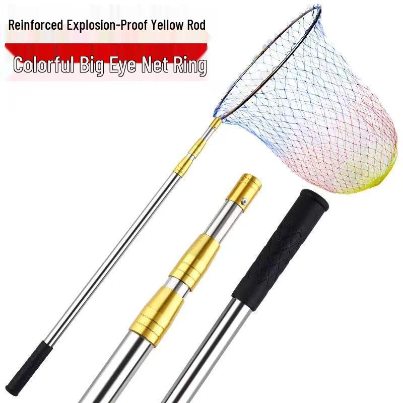 Telescopic Landing Net with Fine Mesh - Expandable Handle & Net Head for Fishing