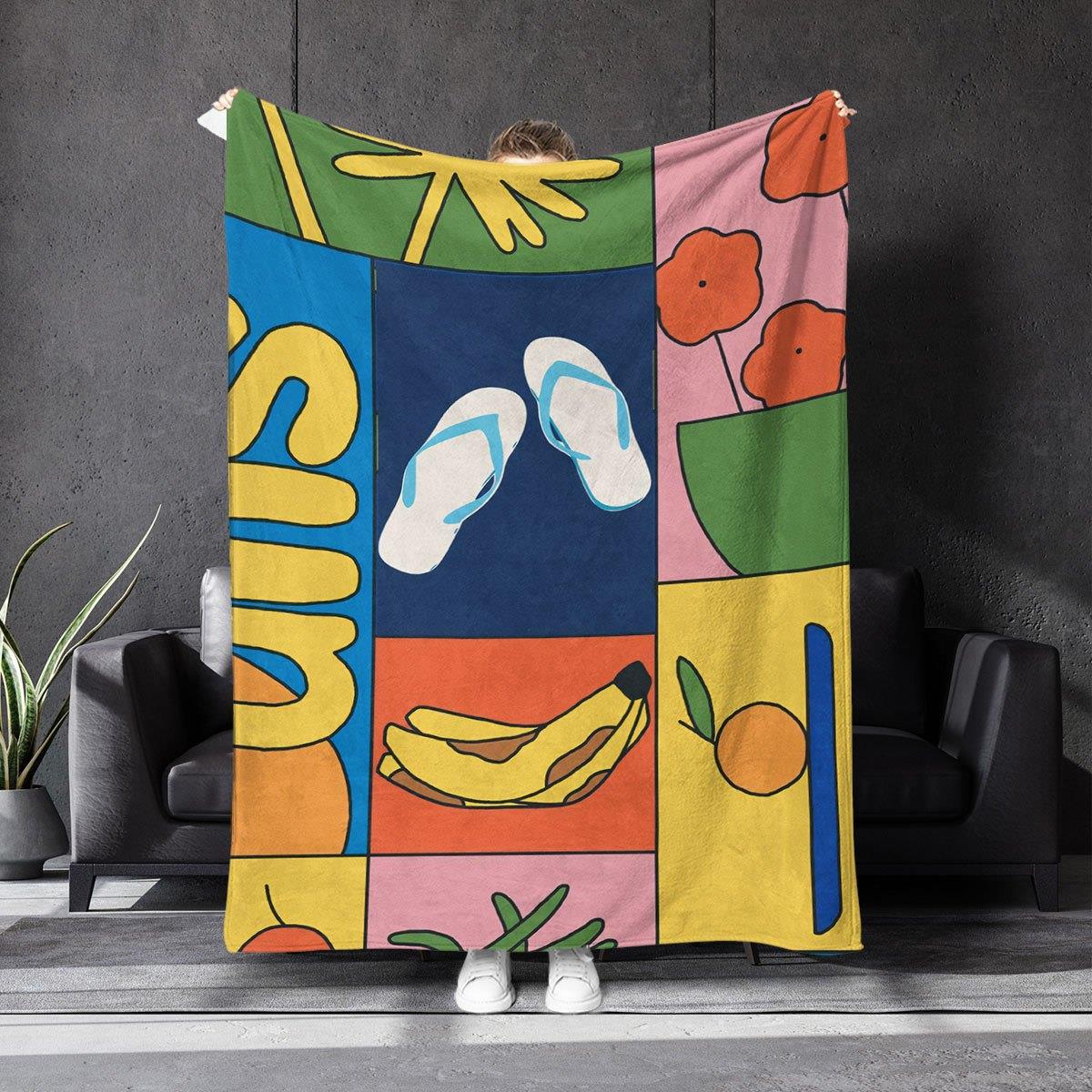 

Composite element theme pattern Flannel printed blanket suitable for all seasons suitable for living room office sofa and travel 75x100cm