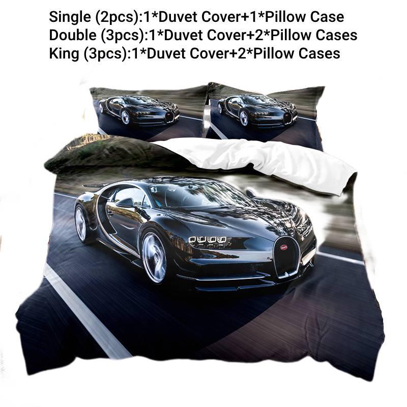 Stilvolles und lebhaftes 3D-digital bedrucktes Supercar-Bettwäscheset Direktverkauf des Herstellers