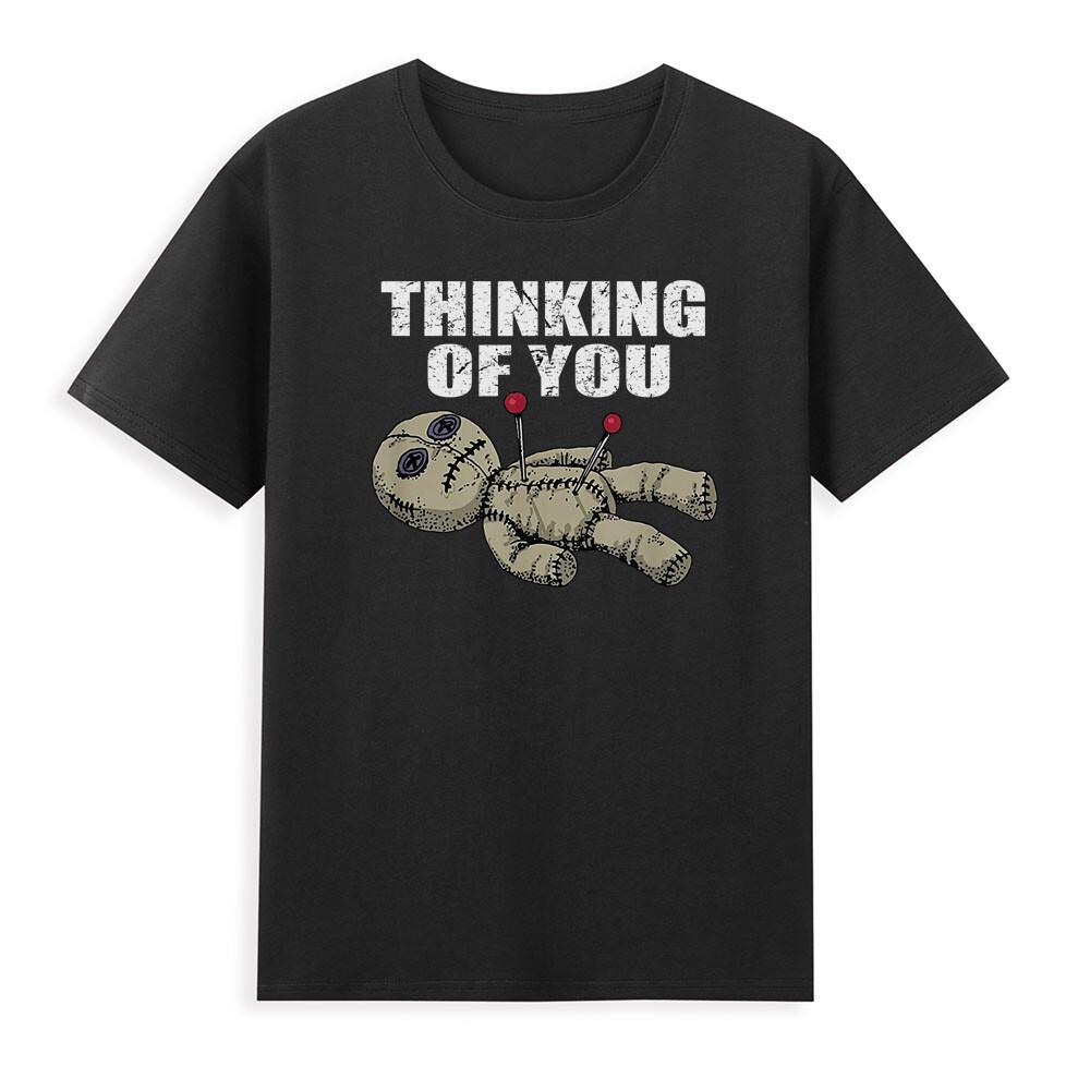 Thinking Of You Funny Voodoo Doll Meme Vintage Unisexs Short Sleeve Tshirt Black S