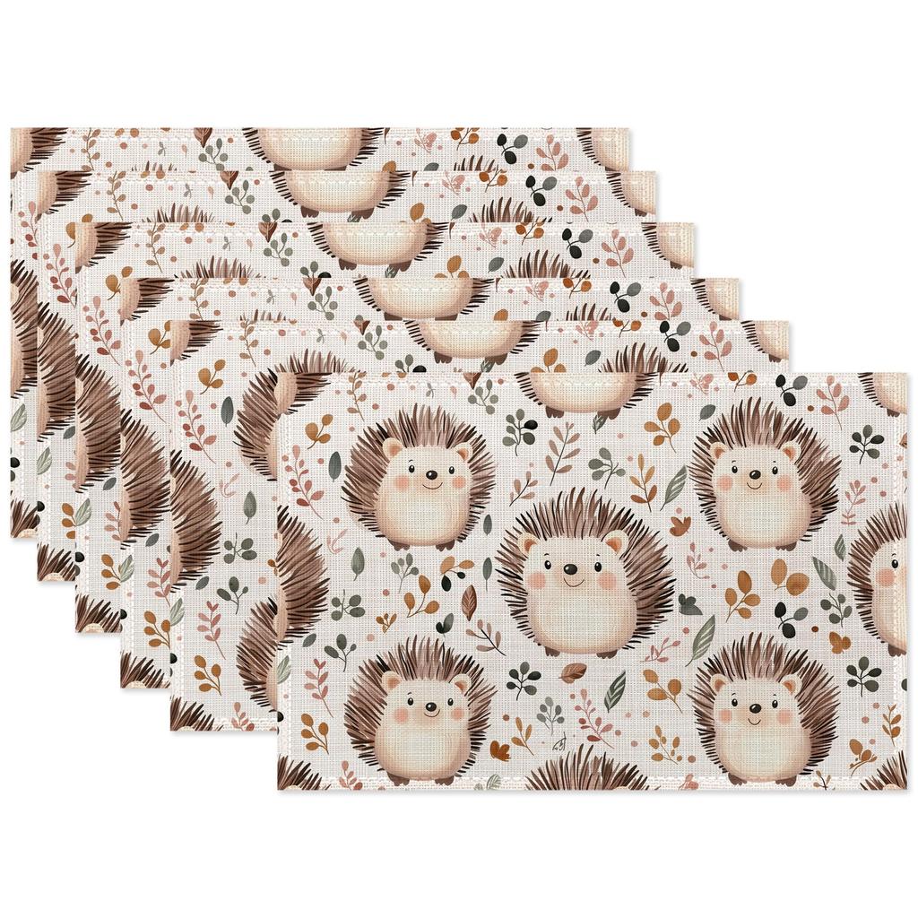 Retro Daisy Flower Placemats Set of 6,Dinner Table Mats Non-Slip Washable Mats for Kitchen Dinner Party Tablemat 12x18Inch
