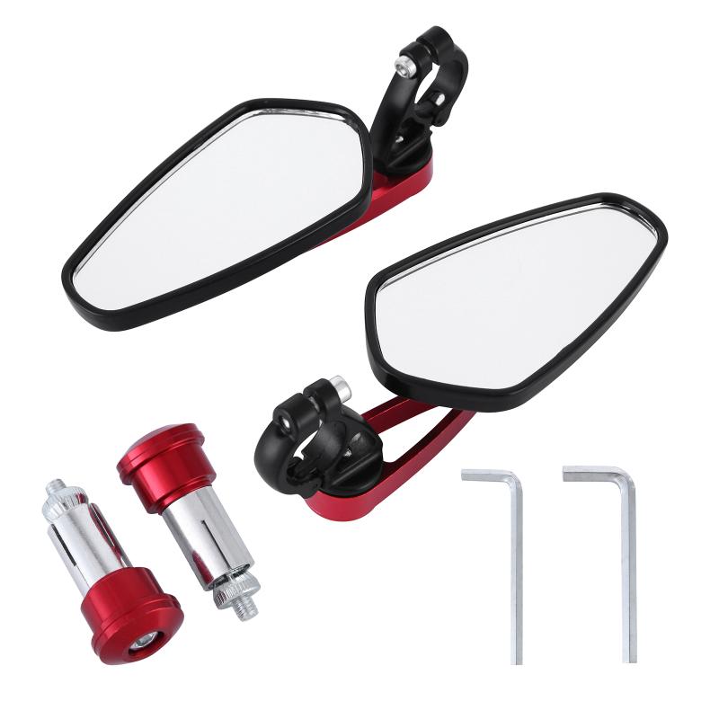 Left & Right Universal Motorcycle 7/8" 22mm Bar End Rearview Side Mirrors 2004-301 Red Black Gold Silver