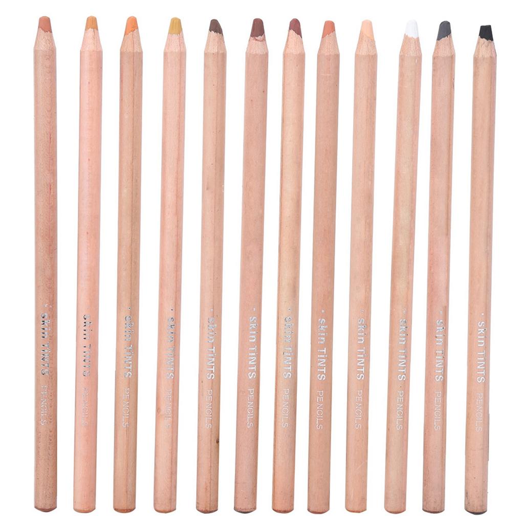 12Pcs Pastel Pencils Wooden Rod Professional Sketching Painting Tool Art Supplies