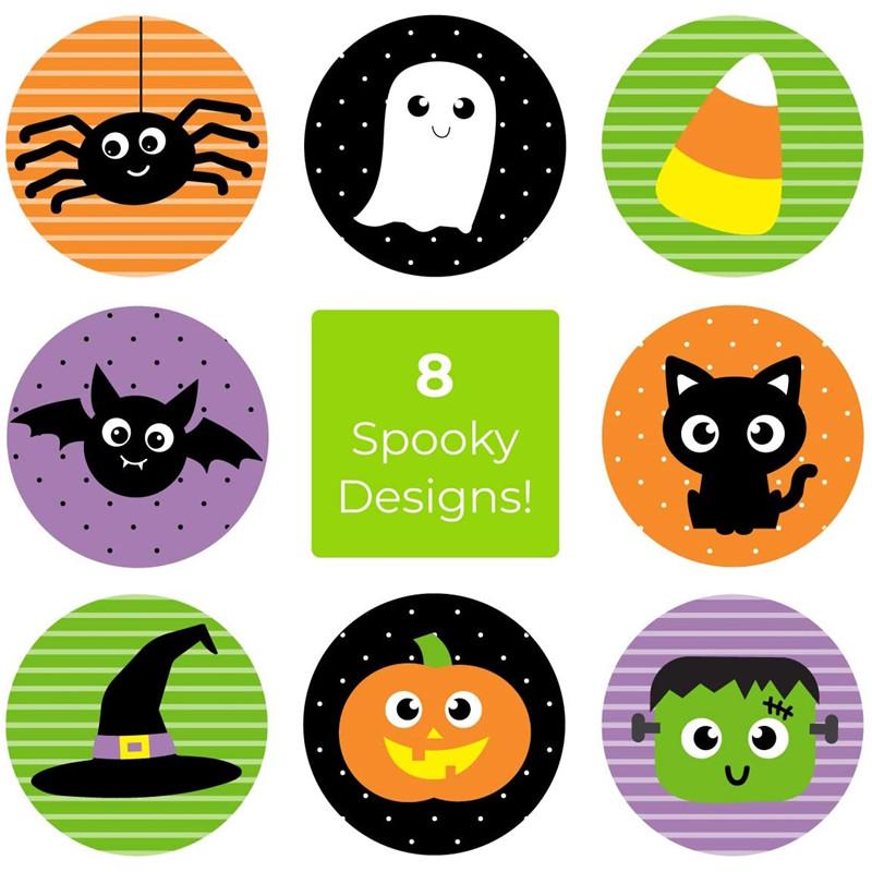 500 Halloween Cartoon Self-Adhesive Stickers: Funny Decoration Labels for Kids' Holiday Activities