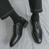 Men Derbys Oxford Blue Black Embossing Leather Formal Business Shoes Men's Tuxedo Wedding Dance Shoes Plus Size