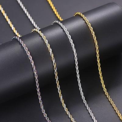 European and American Men's Titanium Steel Necklace Vacuum Plated 3mm Stainless Steel Twist Chain Hip Hop Hip Hop Necklace
