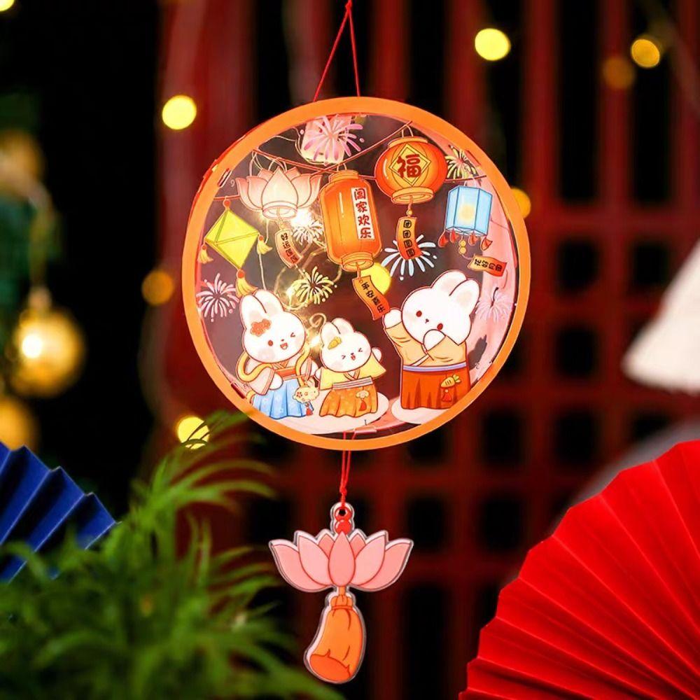 DIY Material Bag Mid-Autumn Festival Lantern DIY Glowing Light-Up Bunny Lantern  Photography Props