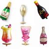 Decoração de Aniversário Decoração de Parede de Fundo de Aniversário Suprimentos para Feriados Garrafas de Vinho Champagne Taças de Vinho Balões de Filme de Alumínio