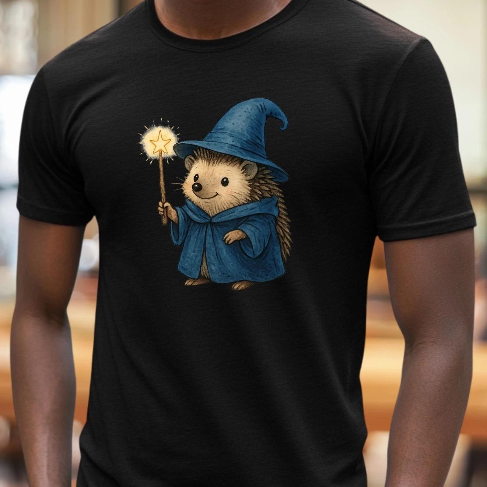 T-Shirt Herren Zauberer Igel Motiv Baumwolle Größe S bis 5XL XXXXL