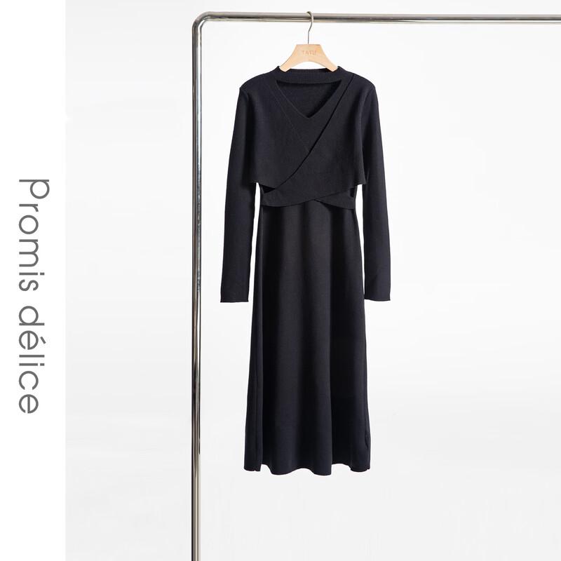 Ta Tu Elegant Mid-Length Knitted Long-Sleeve Dress S