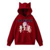 Damemote Casual Langermet trykt Rundhals hettegenser Pullover Topp med lommer