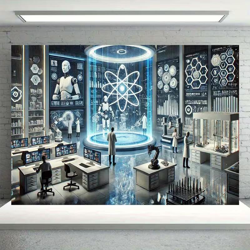 

Futuristic Tech Lab Backdrop, STEM Classroom & Science Fair Decor 47.2x31.5inch/120*80cm