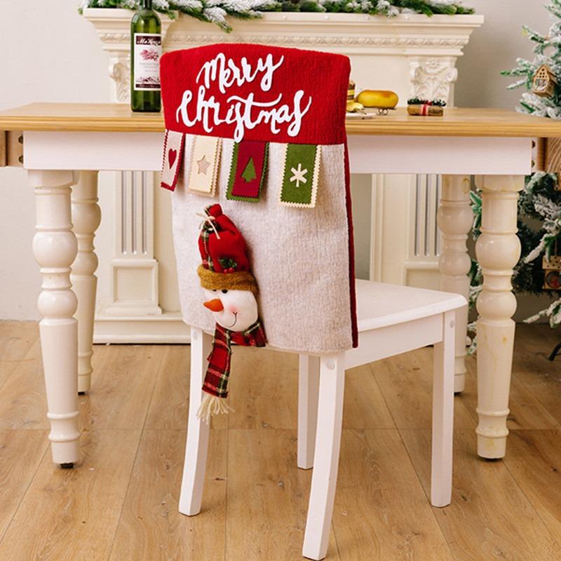 New Christmas decorations cartoon chair cover three-dimensional elderly dining chair cover snowman elk restaurant decoration