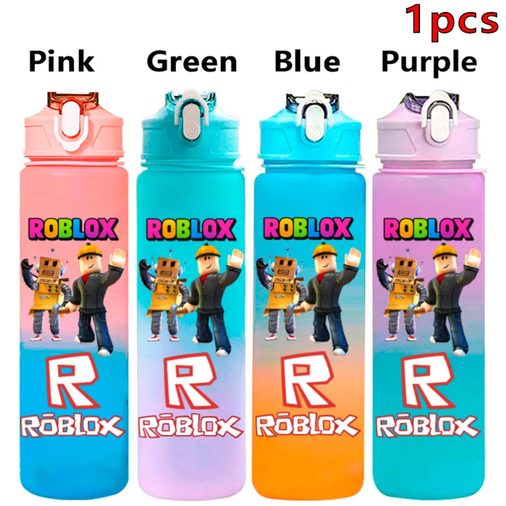 750ml Roblox Cartoon Large Capacity Gradient Color Straw Bottle Camping Drinking Tools Student Game Periphery Plastic Sports Cup