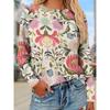 Camiseta de manga larga estampada creativa para mujer, transpirable, suave y cómoda, adecuada para uso casual durante todo el año