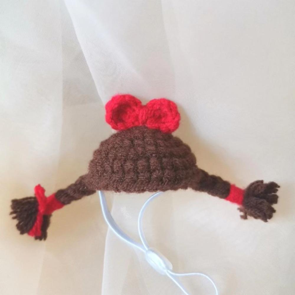 3PCS/SET Funny Hamster Knitted Hat Adjustable Strap Soft Pet Costume Hat Decorative Mini Handmade Hat Photo Props