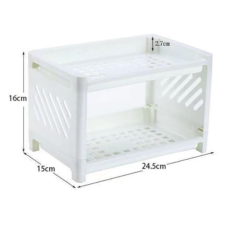 Minimalist Pp Desktop Double Layer Storage Rack Rectangular Organizing Student Desk Office Cosmetics Stationery Storage Shelf