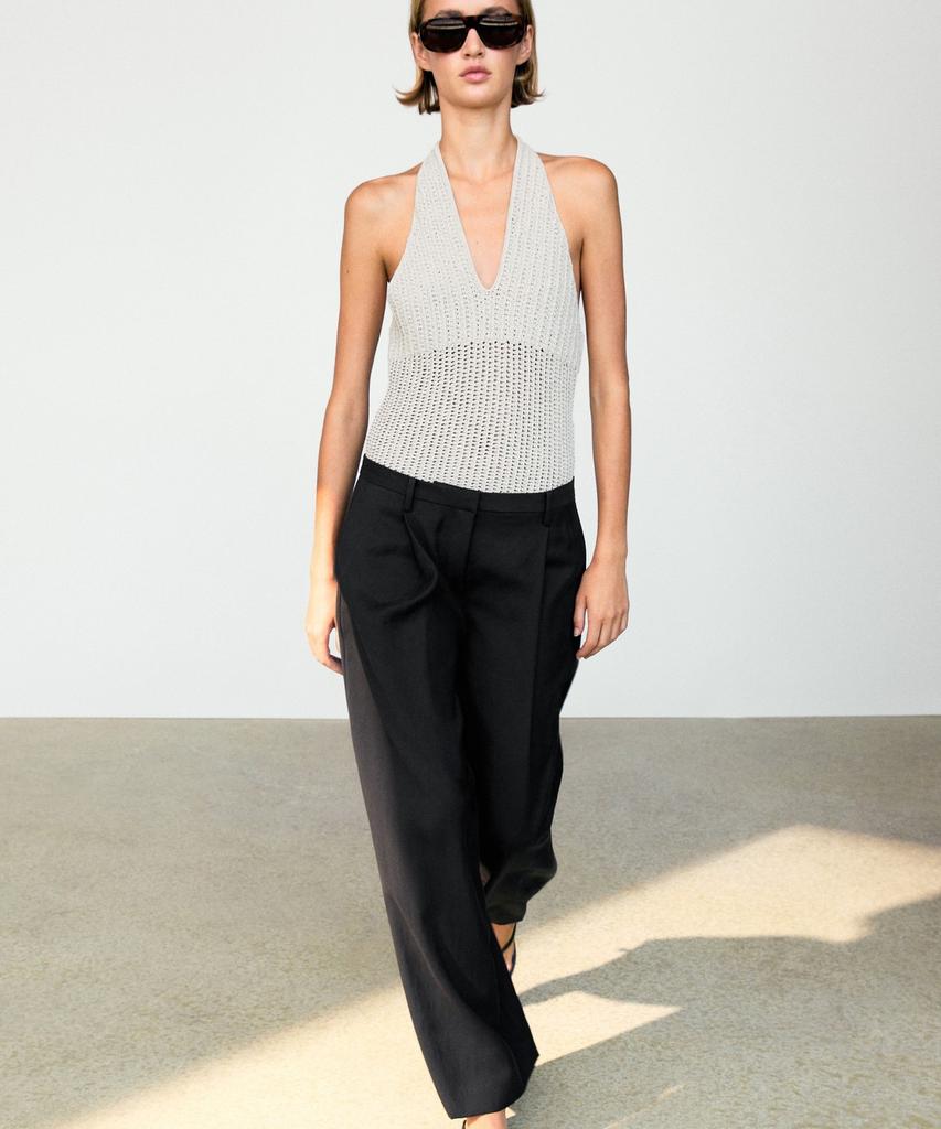 Masimodutti Crop Wide Leg Fluid Pants