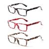 Turezing 3 Pack Reading Glasses For Women Man Rectangular Print Flower Frame Spring Hinge Reader Eyewear