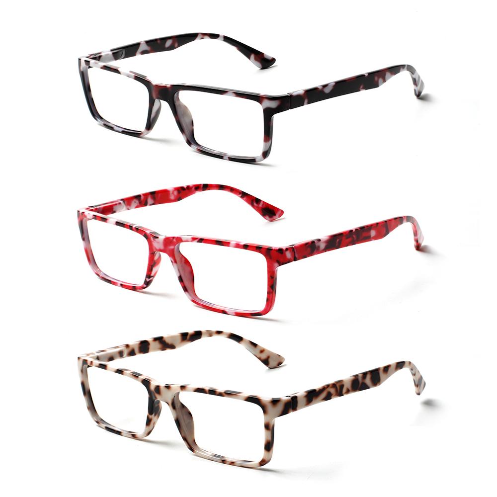 Turezing 3 Pack Reading Glasses For Women Man Rectangular Print Flower Frame Spring Hinge Reader Eyewear
