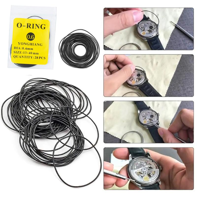 Watch Repair Tools 1Set Watch Case Rubber Waterproof O-Ring Oil-Resistant Watch Bottom Cover Gasket 0.5/0.6Mm O-Ring Seal Gasket