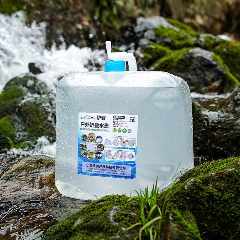 Usage Extérieur / Étui à Eau Pliable 20L Contenant à Eau Portable Spacieux Bouilloire Seau en Plastique Équipement de Camping Fournitures