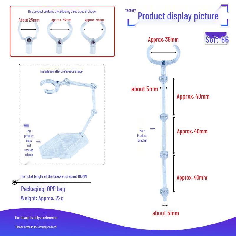 Transparent Adjustable Figure Stand with Waist Support - Multiple Sizes