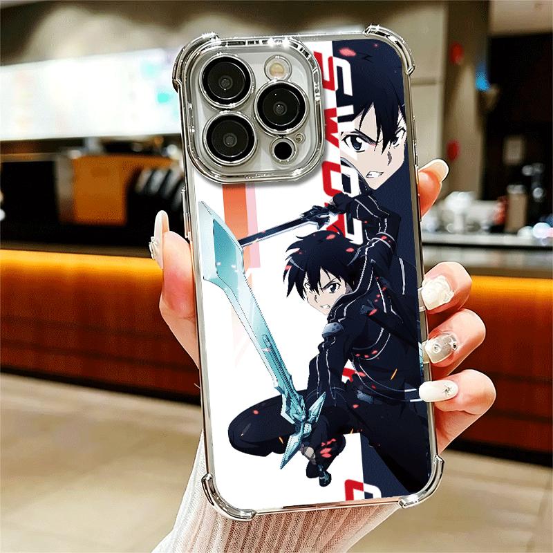 Anime Sword Art Online SAO Plating Phone Case For Iphone 16 17 Pro Max Air 16E 14 15 Plus 12 13 Mini Anti-Fall Airabag Cover