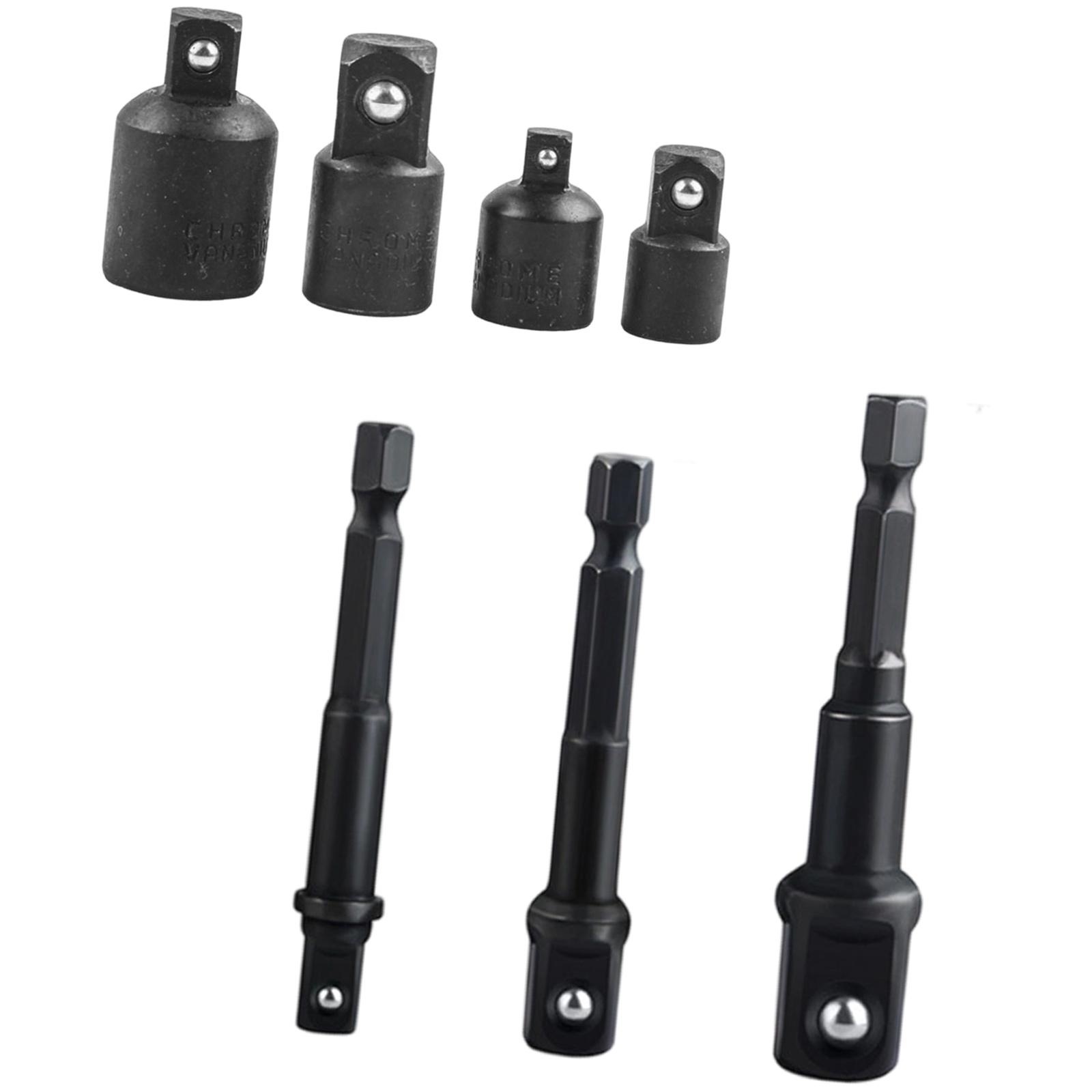 

Professional Square Socket Adapter Bit Converters Kit 4 Adapter 3 Extension Rod Steel Tool Accessories