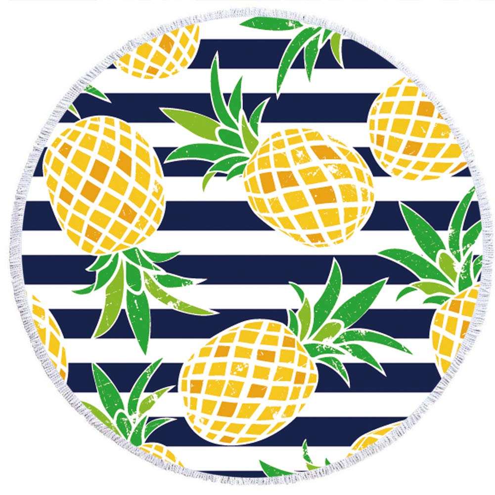 Telo Mare Rotondo Coperta Oversize Foglia di Palma Stile Tropicale Stampa Fenicottero Microfibra Grande Asciugamano Rotondo Picnic Asciugamano Assorbente