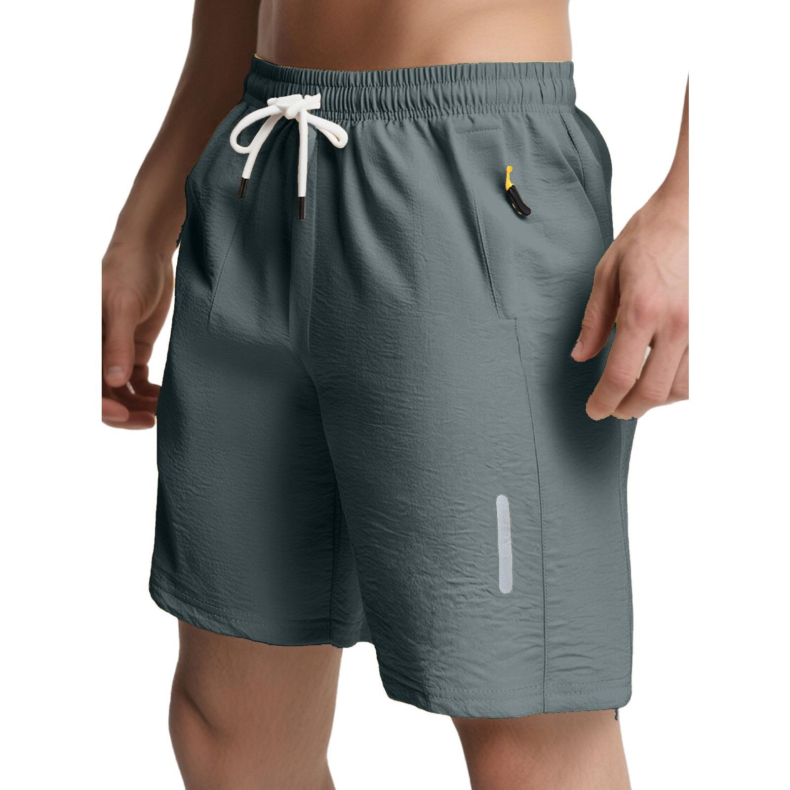 

Men s Casual -color Zippered Pocket Beach Shorts XL світло-сірий колір