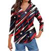 Women's Tops Three-quarter Sleeve Shirt V-neck Loose Casual Shirt Floral Print T-shirt