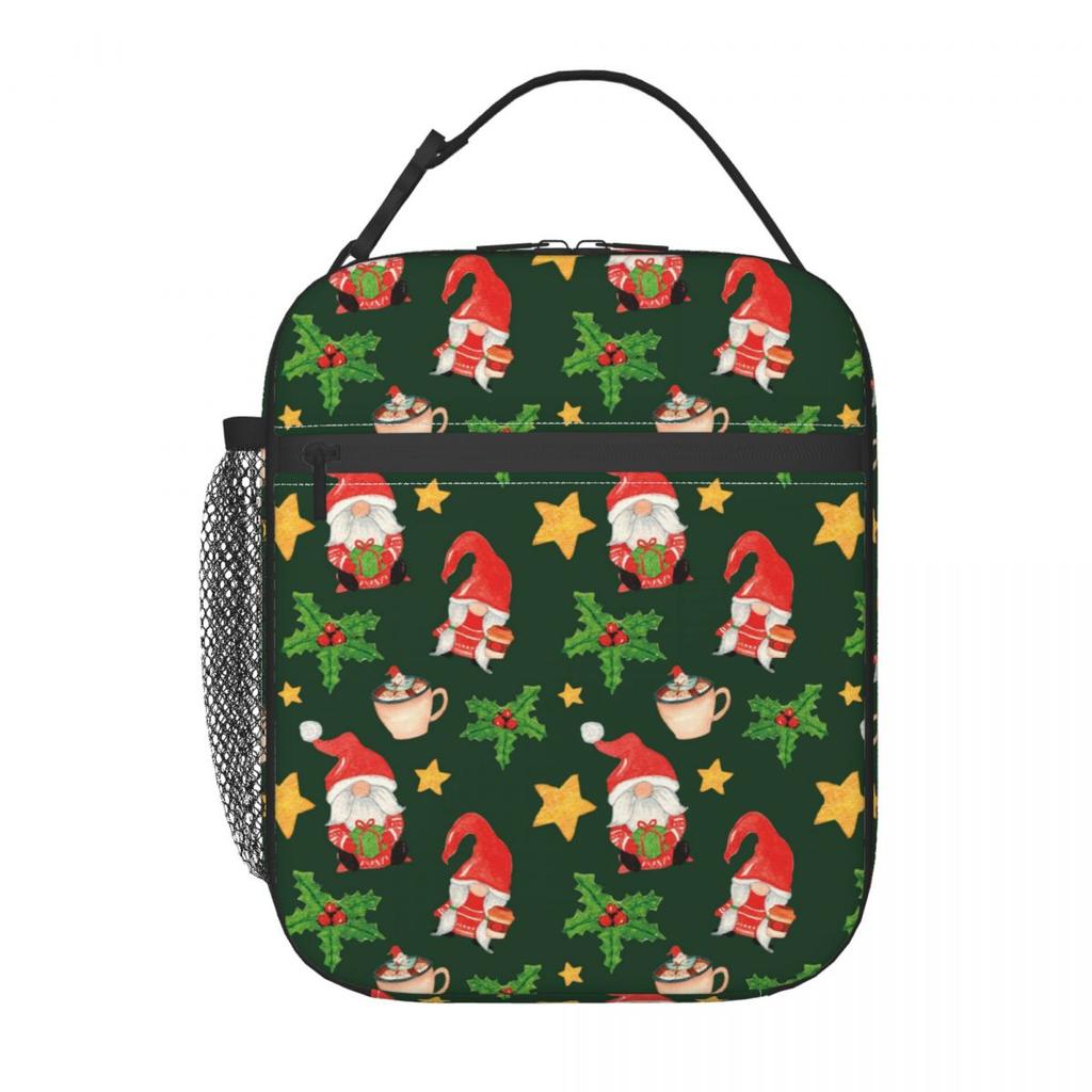 Christmas Hatted Five-Pointed Star Gnome Insulated Lunch Bag for Women Children Portable Food Boxes Thermal Lunch Box Tote