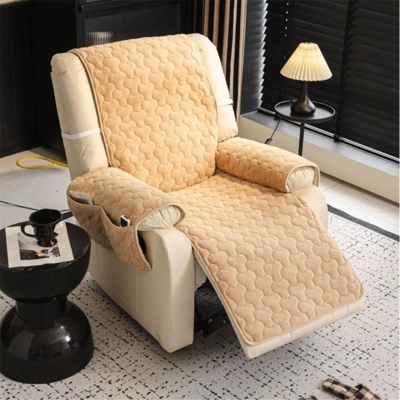 Flanell Sofabezug Polster Weich Warm Sessel Stuhl Couch Abdeckung mit Seitentaschen Für Winterkomfort Universelle Größe