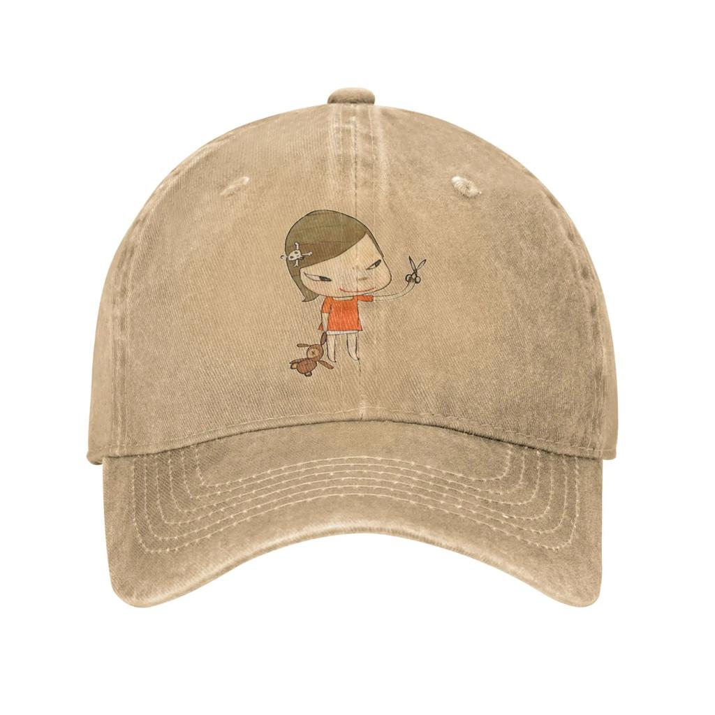 Nara Unique Unisex Women Baseball Caps Yoshitomos Distressed Denim Caps Hat Vintage Outdoor Activities Adjustable Fit Sun Cap