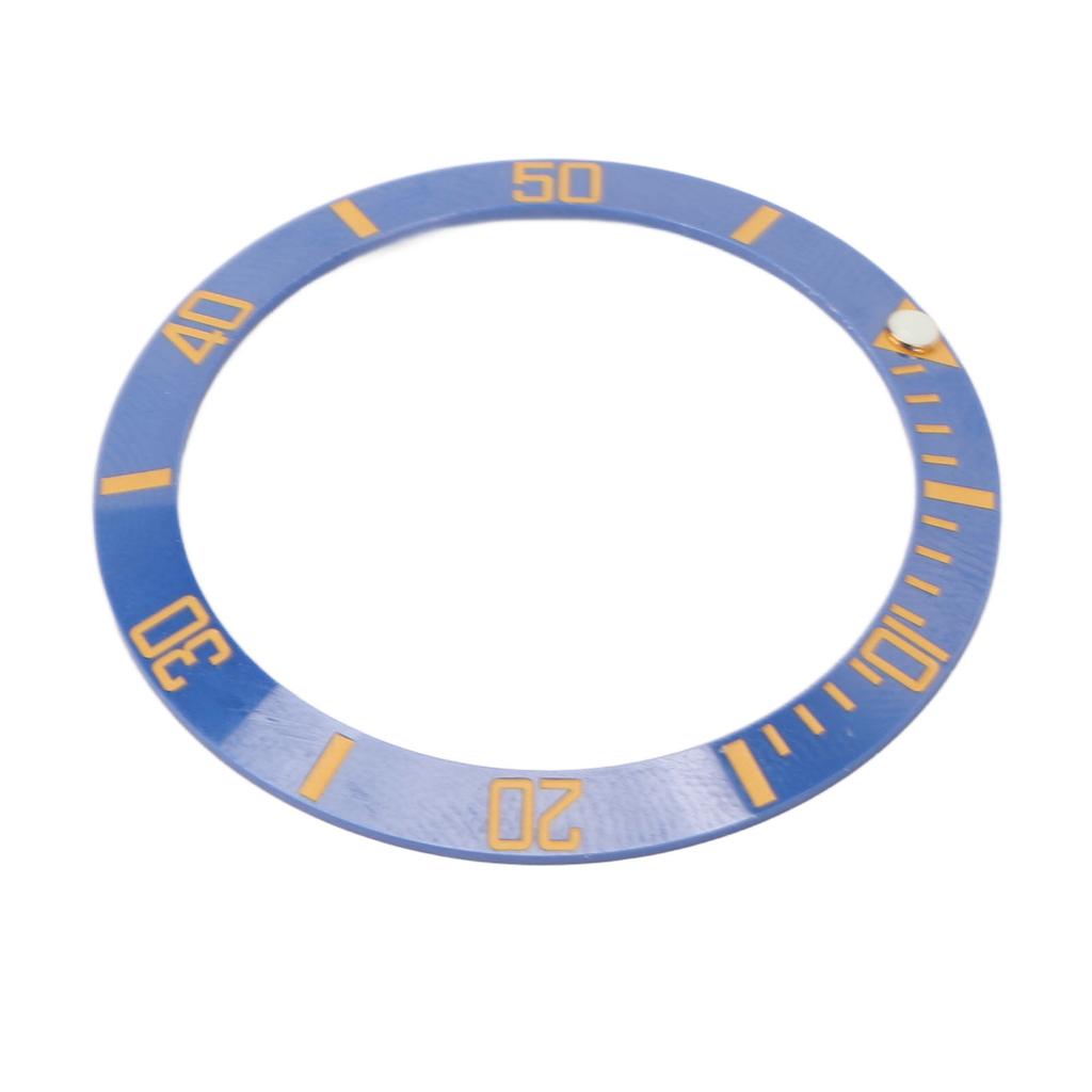 Watch Bezels Inserts Blue Circle with Gold Words Ceramics Watch Dial Bezel Ring for Replacements