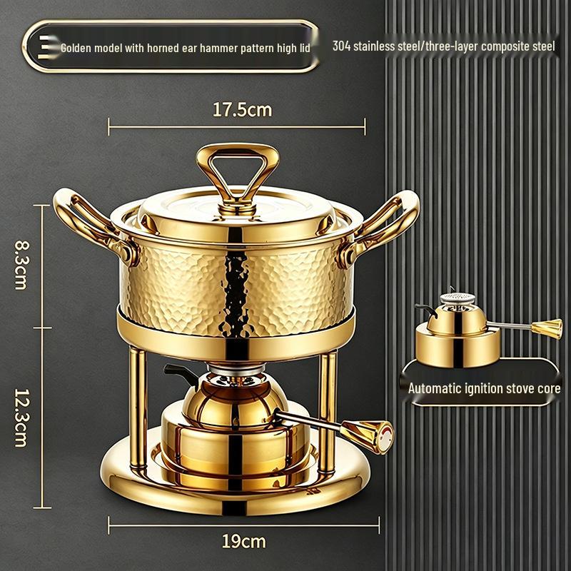 304 Stainless Steel Single-Person Hot Pot with Inflatable Gas Stove for Home, Commercial, and Camping Use