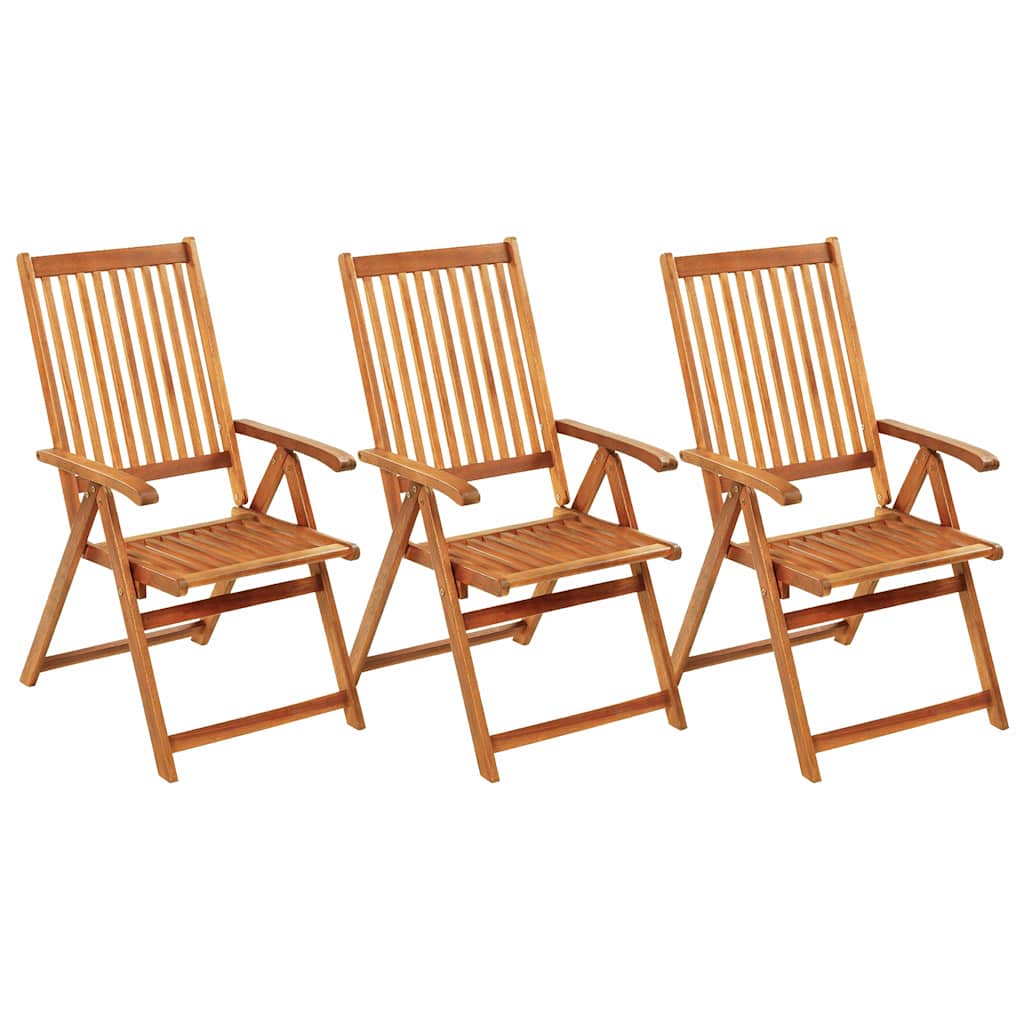 vidaXL Klappstühle, 3er-Set mit Kissen, aus massivem Akazienholz